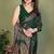green printed, blocked printed daily wear chiffon, georgette saree with blouse