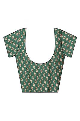 green blocked printed daily wear chiffon georgette saree with blouse 5