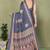 grey blocked printed daily wear chiffon georgette saree with blouse