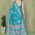 blue blocked printed daily wear chiffon georgette saree with blouse