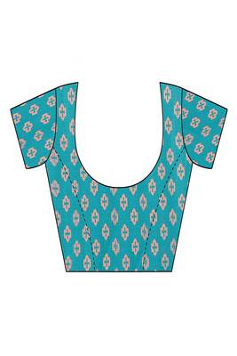 blue blocked printed daily wear chiffon georgette saree with blouse 5