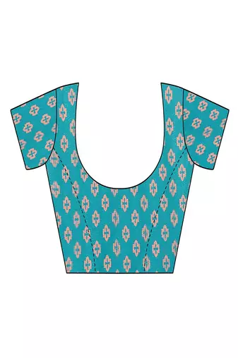 blue blocked printed daily wear chiffon georgette saree with blouse