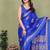 blue blocked printed daily wear chiffon georgette saree with blouse