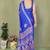 blue blocked printed daily wear chiffon georgette saree with blouse