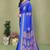 blue blocked printed daily wear chiffon georgette saree with blouse