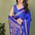 blue blocked printed daily wear chiffon georgette saree with blouse