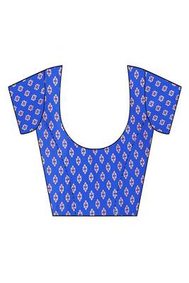 blue blocked printed daily wear chiffon georgette saree with blouse 5
