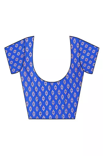 blue blocked printed daily wear chiffon georgette saree with blouse