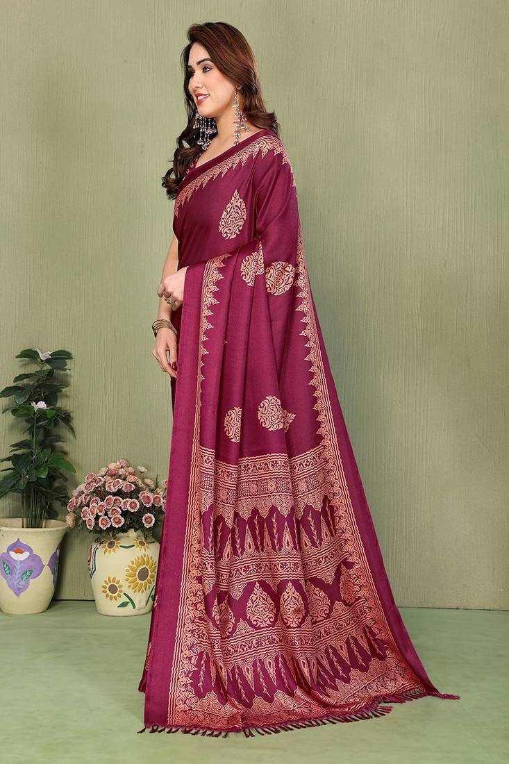pink blocked printed daily wear chiffon georgette saree with blouse