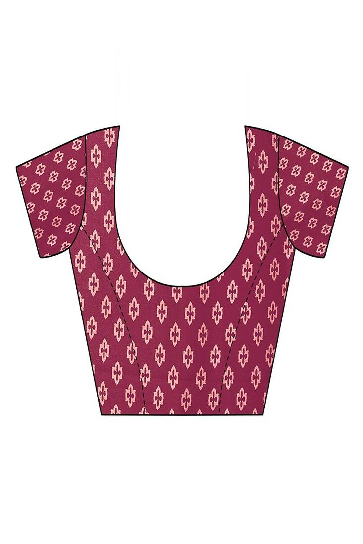 pink blocked printed daily wear chiffon georgette saree with blouse