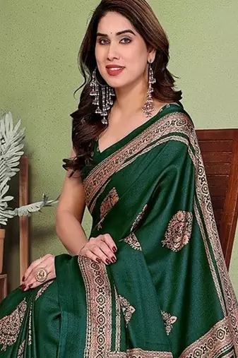 green printed, blocked printed daily wear chiffon, georgette saree with blouse