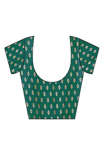 green printed, blocked printed daily wear chiffon, georgette saree with blouse