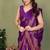 purple printed, blocked printed daily wear chiffon, georgette saree with blouse