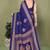 blue printed, blocked printed daily wear chiffon, georgette saree with blouse