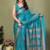 green printed, blocked printed daily wear chiffon, georgette saree with blouse