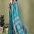 green printed, blocked printed daily wear chiffon, georgette saree with blouse