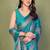 green printed, blocked printed daily wear chiffon, georgette saree with blouse