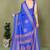 blue printed, blocked printed daily wear chiffon, georgette saree with blouse