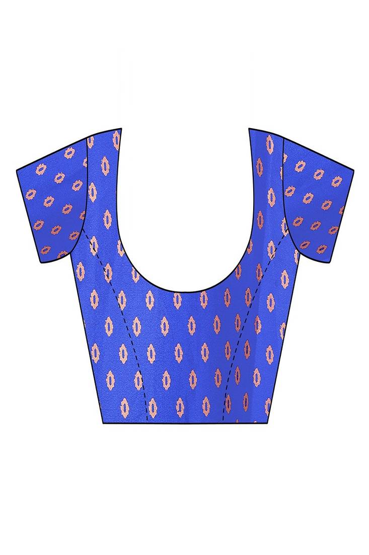 blue printed, blocked printed daily wear chiffon, georgette saree with blouse