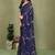 light_navy_blue printed striped leheria chiffon, georgette saree with blouse 