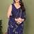 light_navy_blue printed striped leheria chiffon, georgette saree with blouse 