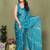 light_sky_blue printed striped leheria chiffon, georgette saree with blouse 