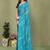 light_sky_blue printed striped leheria chiffon, georgette saree with blouse 