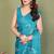 light_sky_blue printed striped leheria chiffon, georgette saree with blouse 