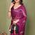 wine printed striped leheria chiffon, georgette saree with blouse 