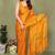 yellow printed striped leheria chiffon, georgette saree with blouse 