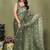 olive printed, blocked printed hand batik chiffon, georgette saree with blouse