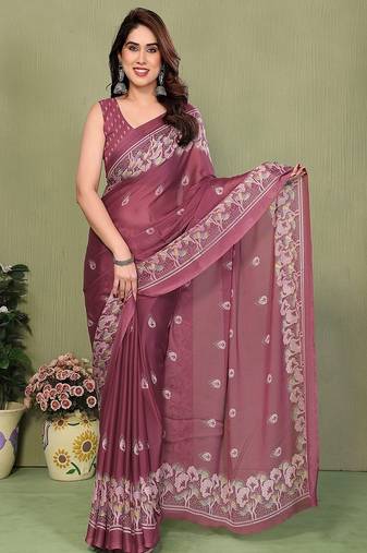 peach printed, blocked printed hand batik chiffon, georgette saree with blouse