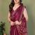 wine printed, blocked daily wear chiffon georgette saree with blouse