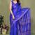dark_royal_blue printed, blocked daily wear chiffon georgette saree with blouse