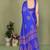dark_royal_blue printed, blocked daily wear chiffon georgette saree with blouse