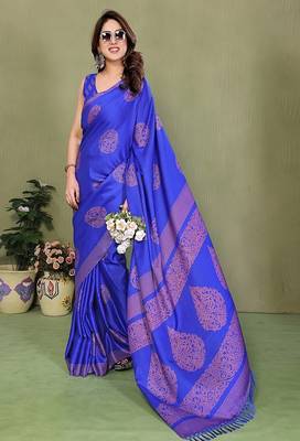 dark_royal_blue printed, blocked daily wear chiffon georgette saree with blouse 3