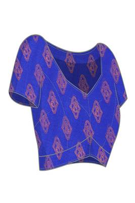 dark_royal_blue printed, blocked daily wear chiffon georgette saree with blouse 5