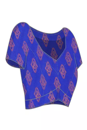 dark_royal_blue printed, blocked daily wear chiffon georgette saree with blouse