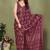 wine printed, blocked daily wear chiffon georgette saree with blouse