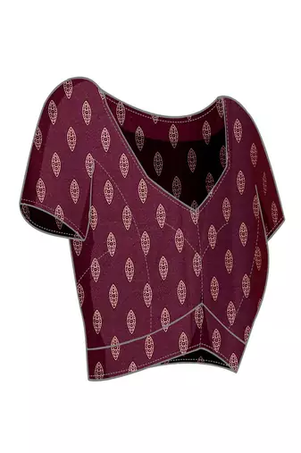 wine printed, blocked daily wear chiffon georgette saree with blouse