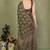 olive printed, blocked daily wear chiffon georgette saree with blouse