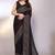 black printed bandhani chiffon self design saree with blouse 
