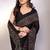 black printed bandhani chiffon self design saree with blouse 