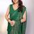 green printed bandhani chiffon self design saree with blouse 