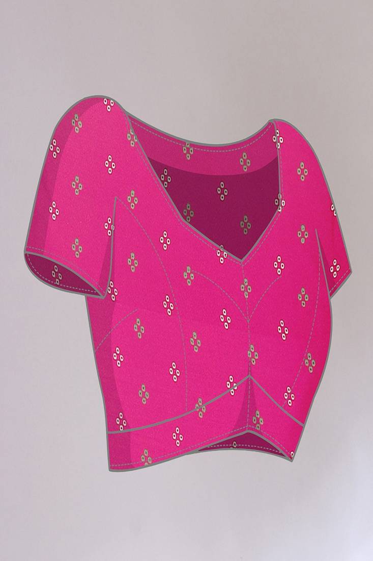 pink printed bandhani chiffon self design saree with blouse 