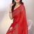 red printed bandhani chiffon self design saree with blouse 