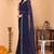 blue wedding party & festive georgette solid/plain saree with blouse