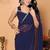 blue wedding party & festive georgette solid/plain saree with blouse