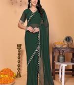 green wedding party & festive georgette embellished saree with blouse