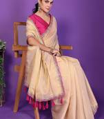 chiku wedding party & festive cotton silk embellished saree with blouse